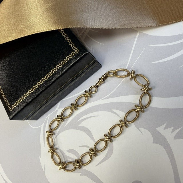 9ct Yellow Gold Oval Fancy Link Bracelet - 8 Inch