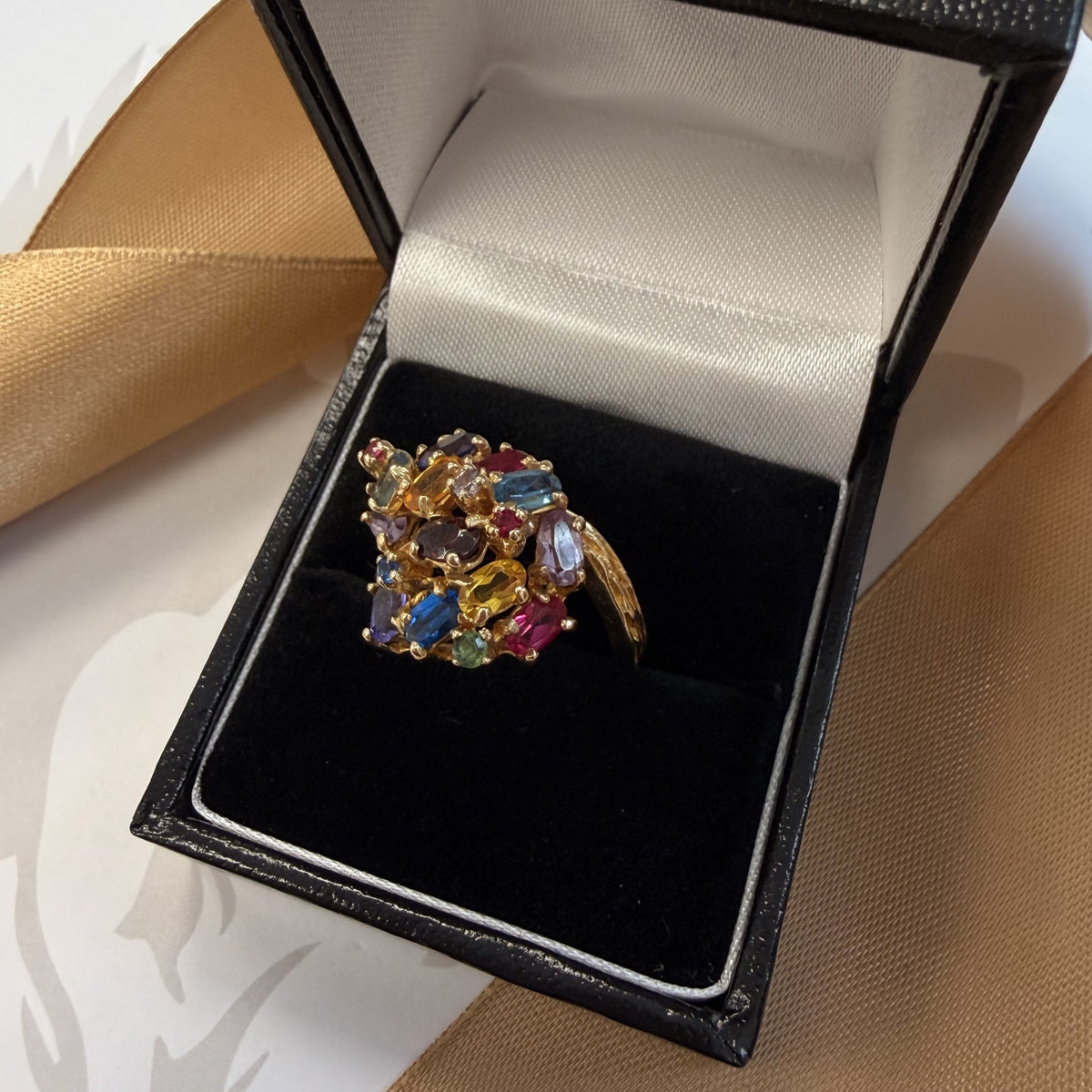 14ct Yellow Gold Multi-Gemstone Tree of Life Ring