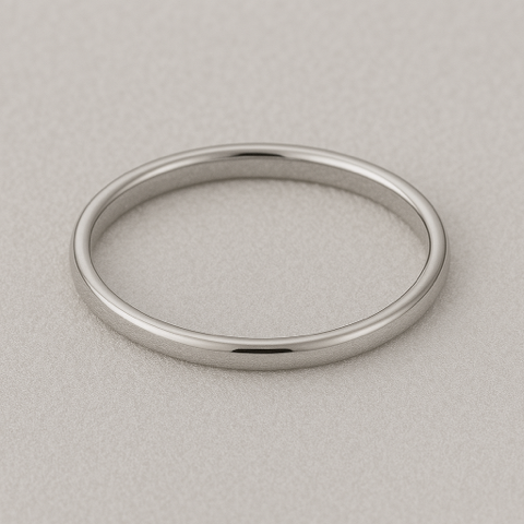 9ct White Gold Court Wedding Ring - 2mm width