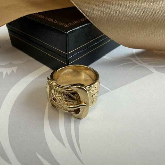 9ct Gold Buckle Ring Solid Gold Buckle Ring