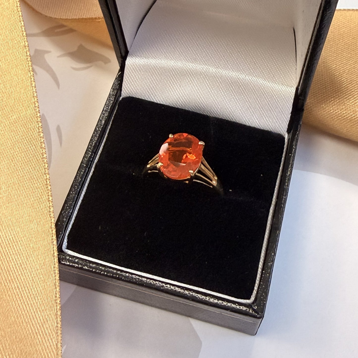 9ct Yellow Gold Fire Opal Solitaire Ring