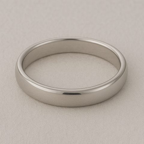 9ct White Gold Court Wedding Ring - 4mm width