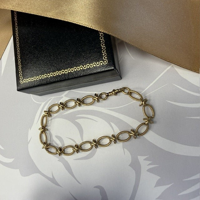 9ct Yellow Gold Oval Fancy Link Bracelet - 8 Inch