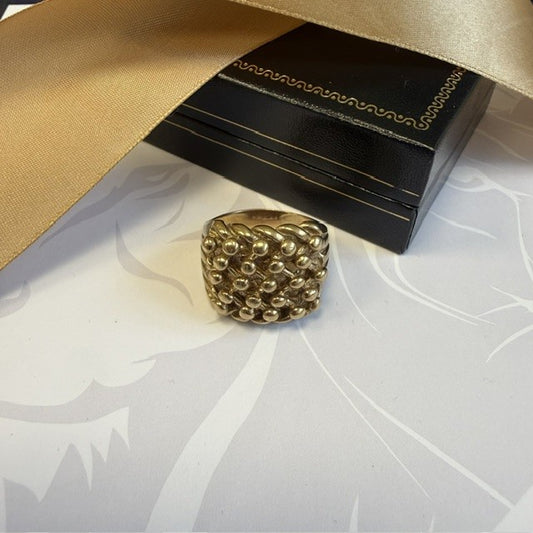 9ct Gold Gents 5 Row Keeper Ring Solid Gold