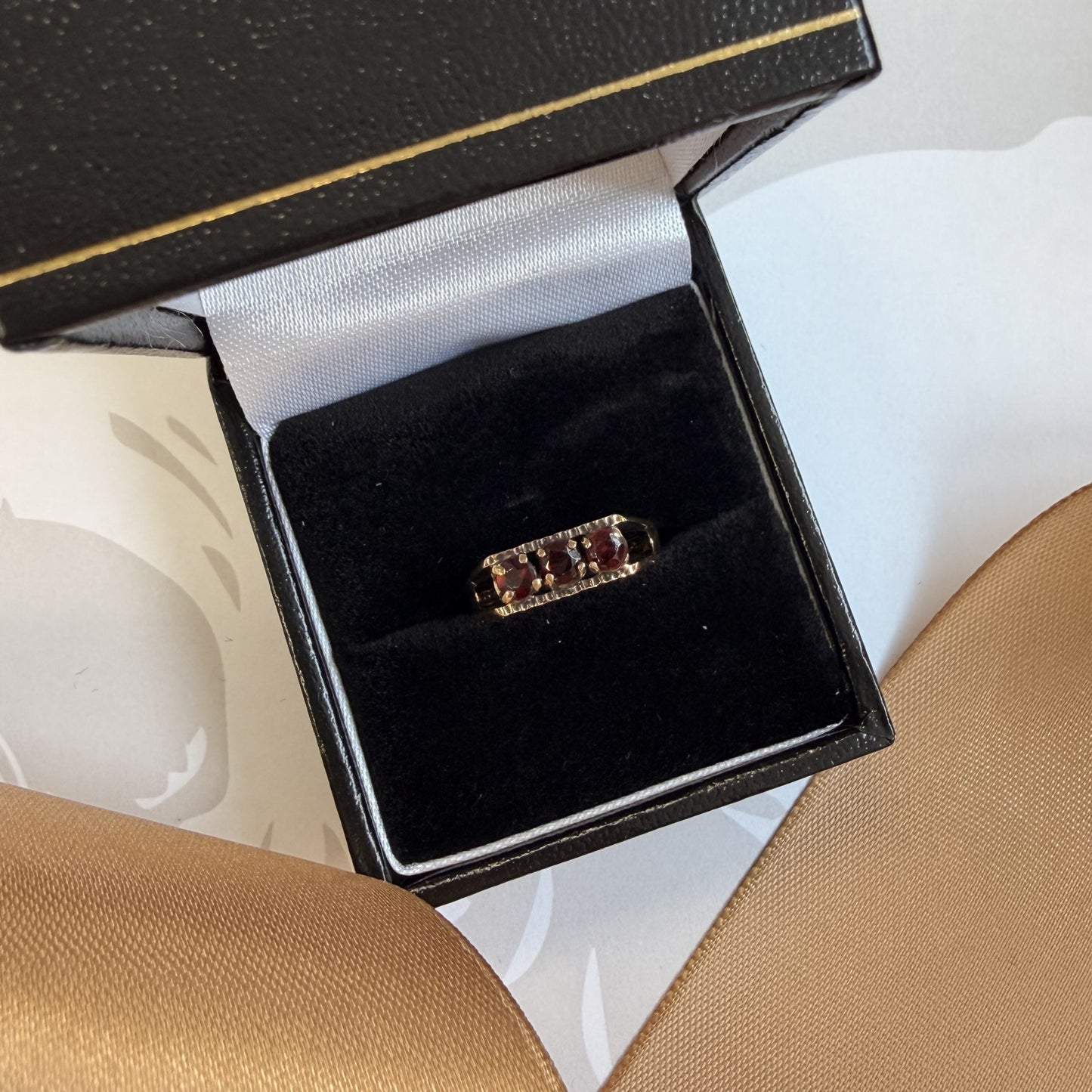 9ct Yellow Gold Three-Stone Garnet Ring