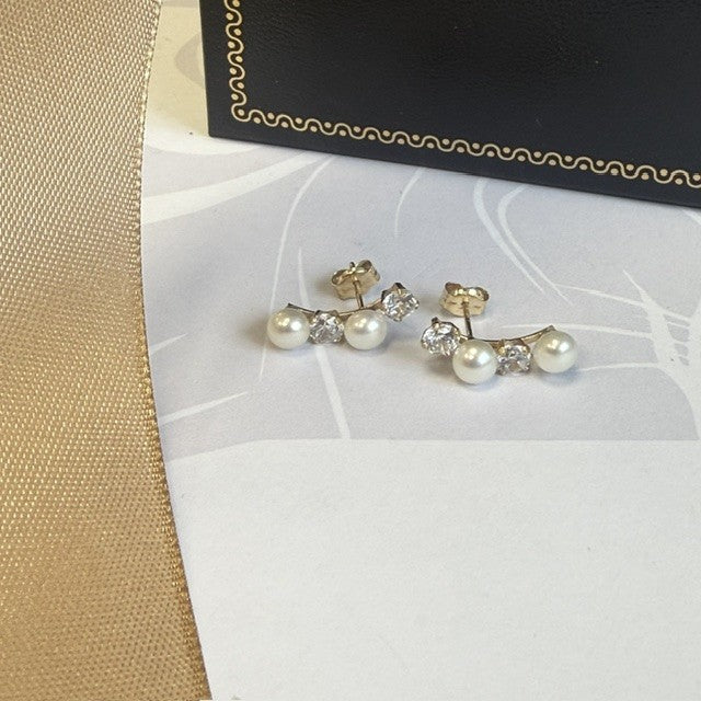 9ct Gold Pearl Drop Stud Earrings
