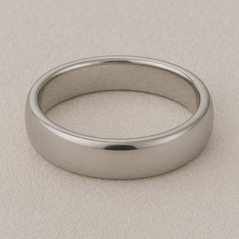9ct White Gold Court Wedding Ring - 5mm width