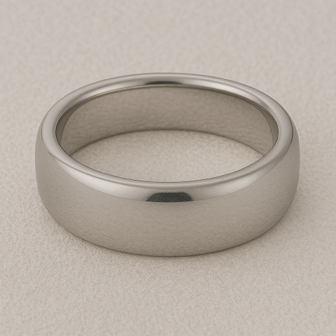 9ct White Gold Court Wedding Ring - 6mm width