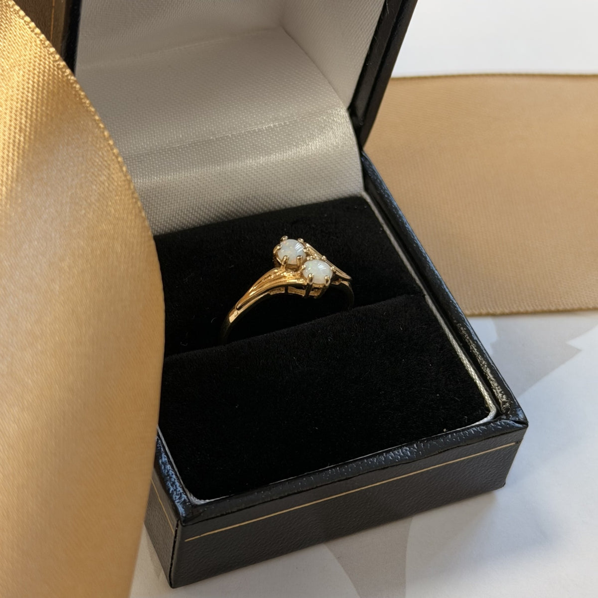 9ct Yellow Gold Two Stone Opal Ring