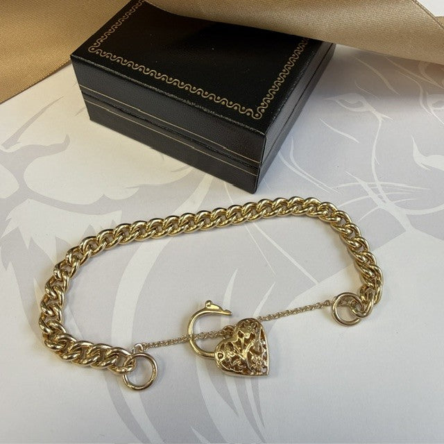 9ct Gold Charm Bracelet Gold Bracelet - 7 Inch