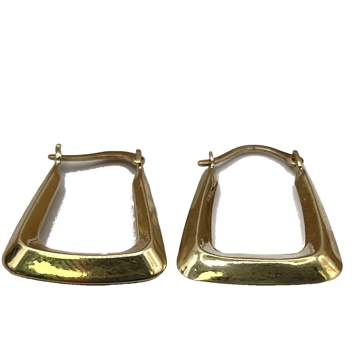 9ct Yellow Gold Tapered Square Creole Hoop Earrings – view 5