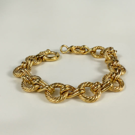 9ct Yellow Gold Fancy Link Twisted Rope Bracelet 7.5inch