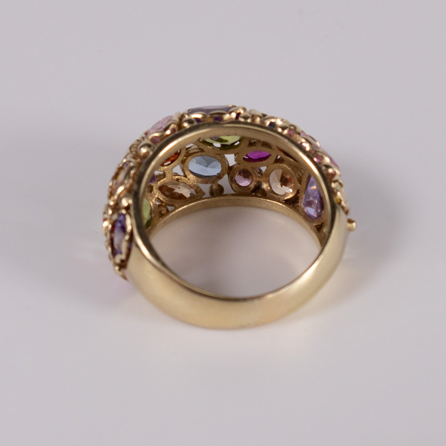 9ct Yellow Gold Multi-Gemstone Dome Ring