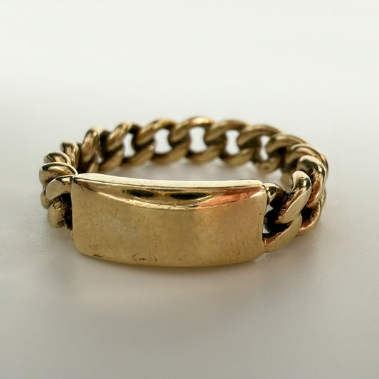 9ct Yellow Gold Curb Link ID Ring