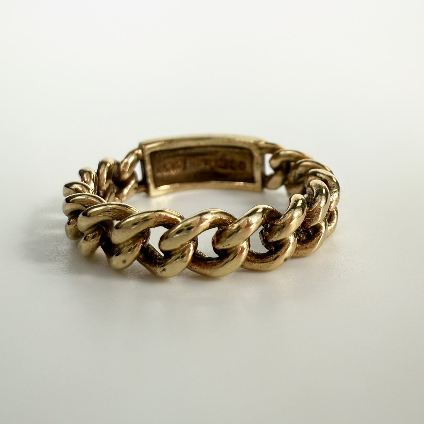 9ct Yellow Gold Curb Link ID Ring