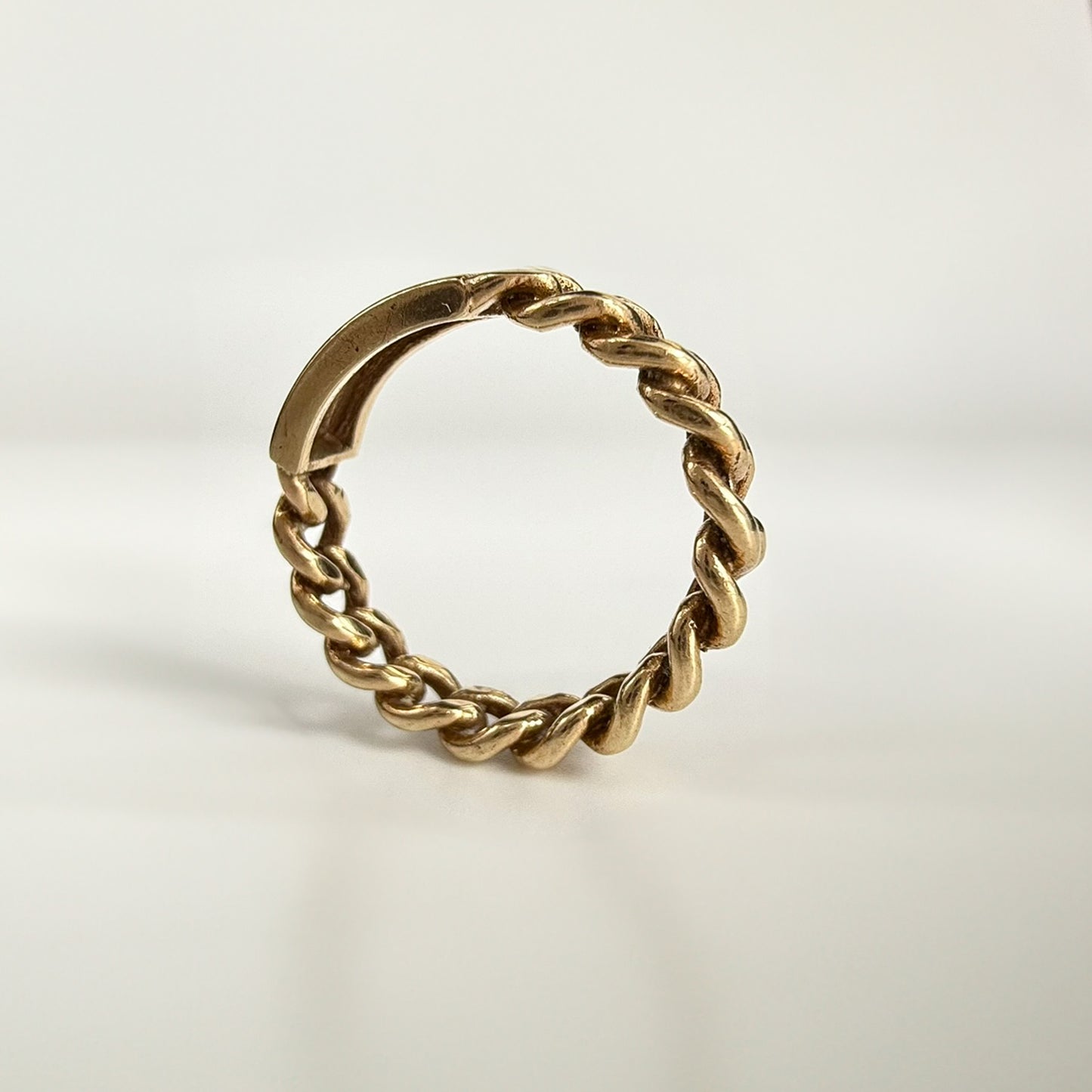 9ct Yellow Gold Curb Link ID Ring
