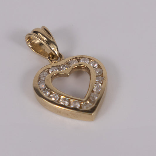 9ct Yellow Gold Heart Pendant with Diamonds