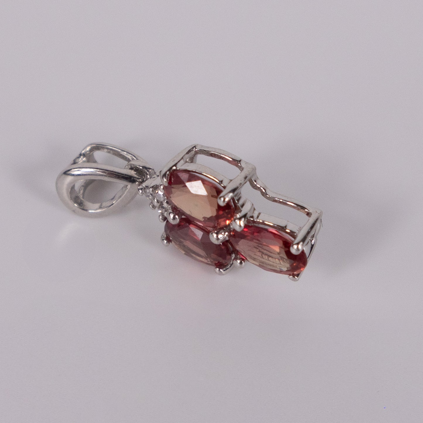 9ct White Gold Tourmaline Cluster Pendant with Diamond Accent