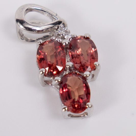 9ct White Gold Tourmaline Cluster Pendant with Diamond Accent