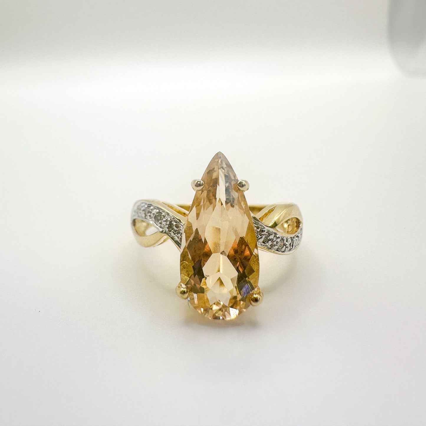 9ct Yellow Gold Citrine and Diamond Ring