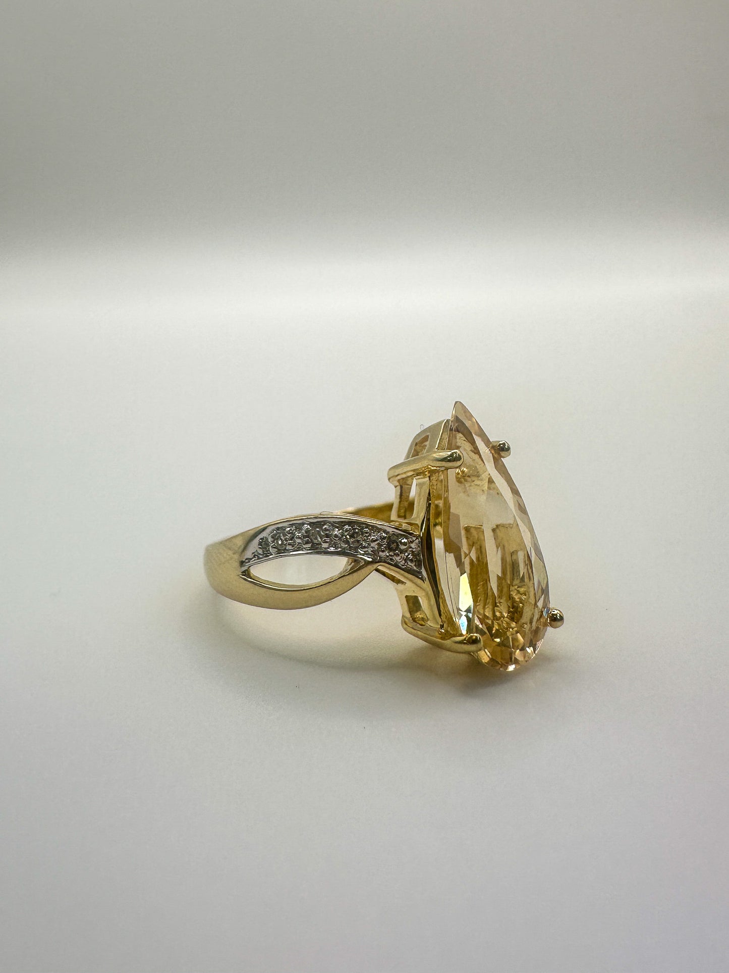 9ct Yellow Gold Citrine and Diamond Ring