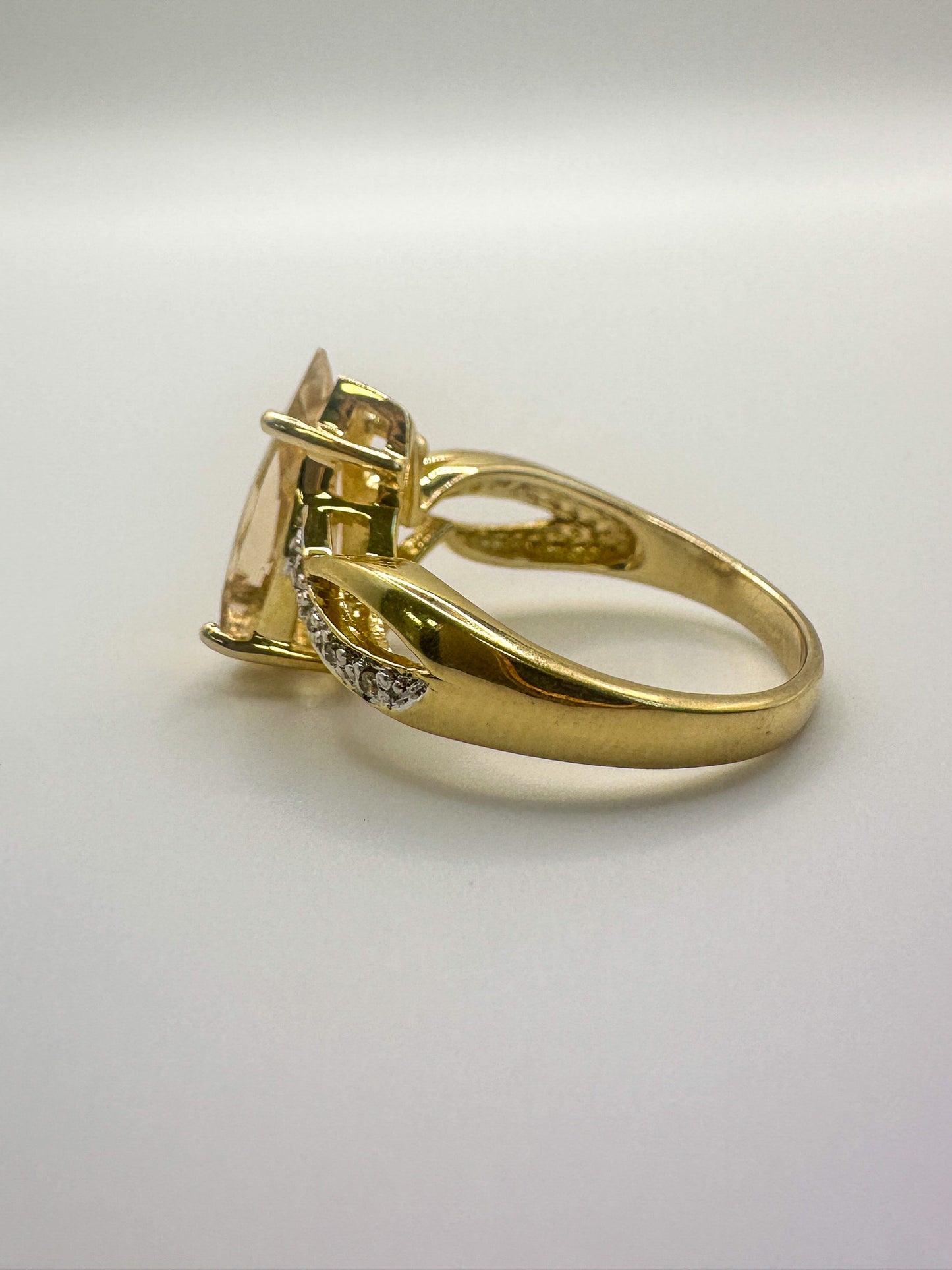 9ct Yellow Gold Citrine and Diamond Ring