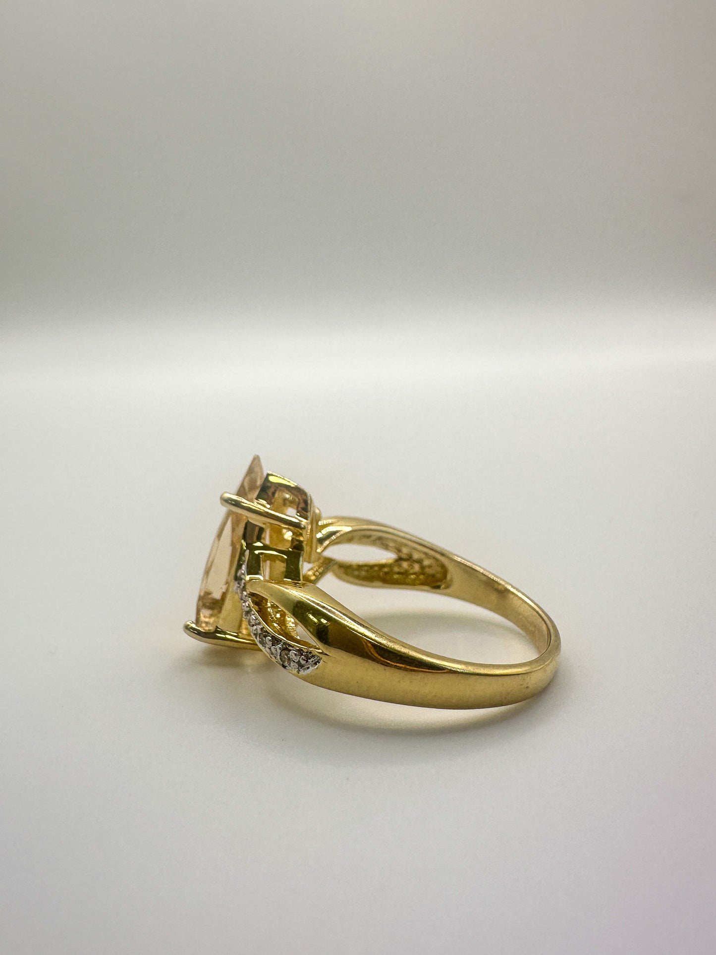 9ct Yellow Gold Citrine and Diamond Ring