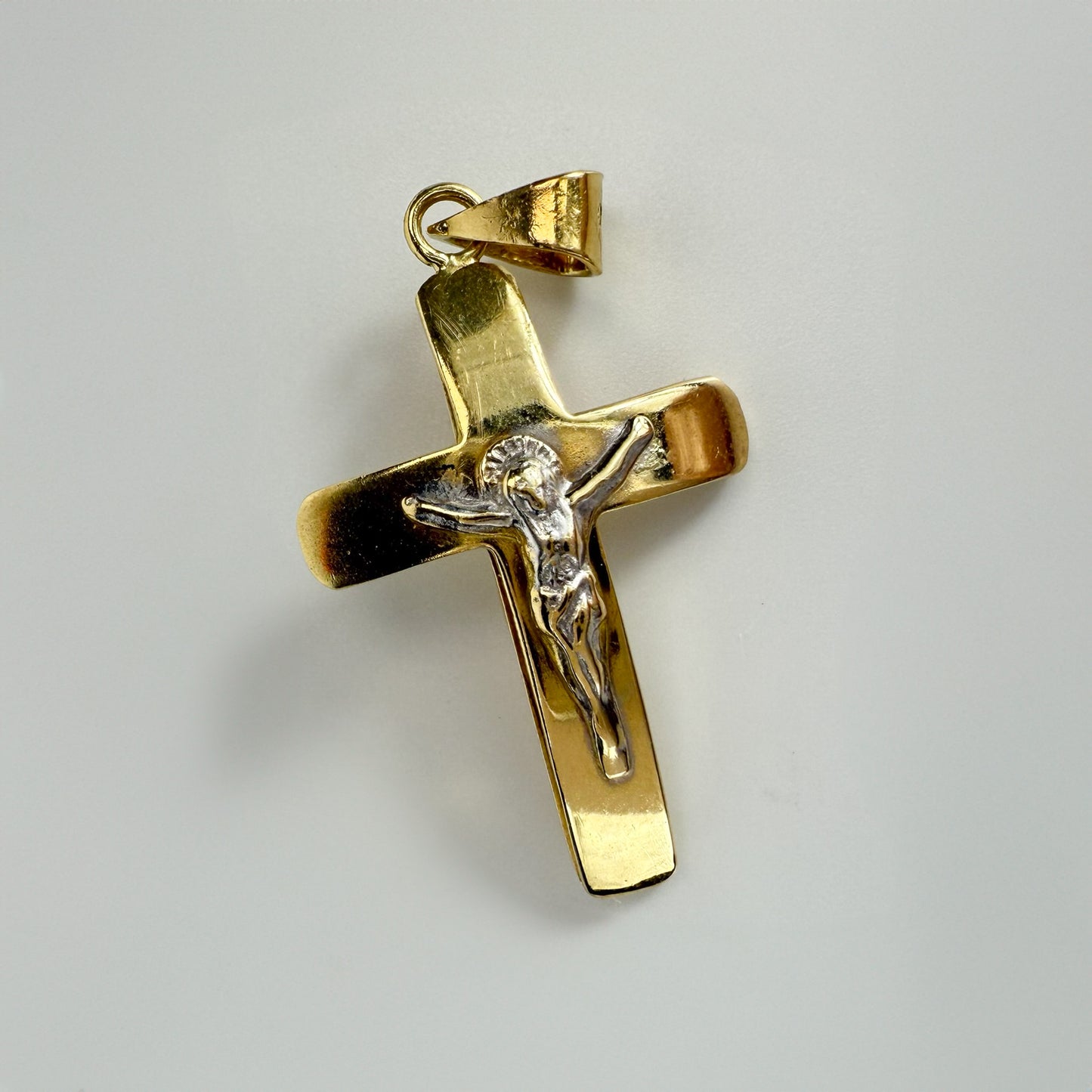 18ct Yellow Gold- Two Tone Crucifix