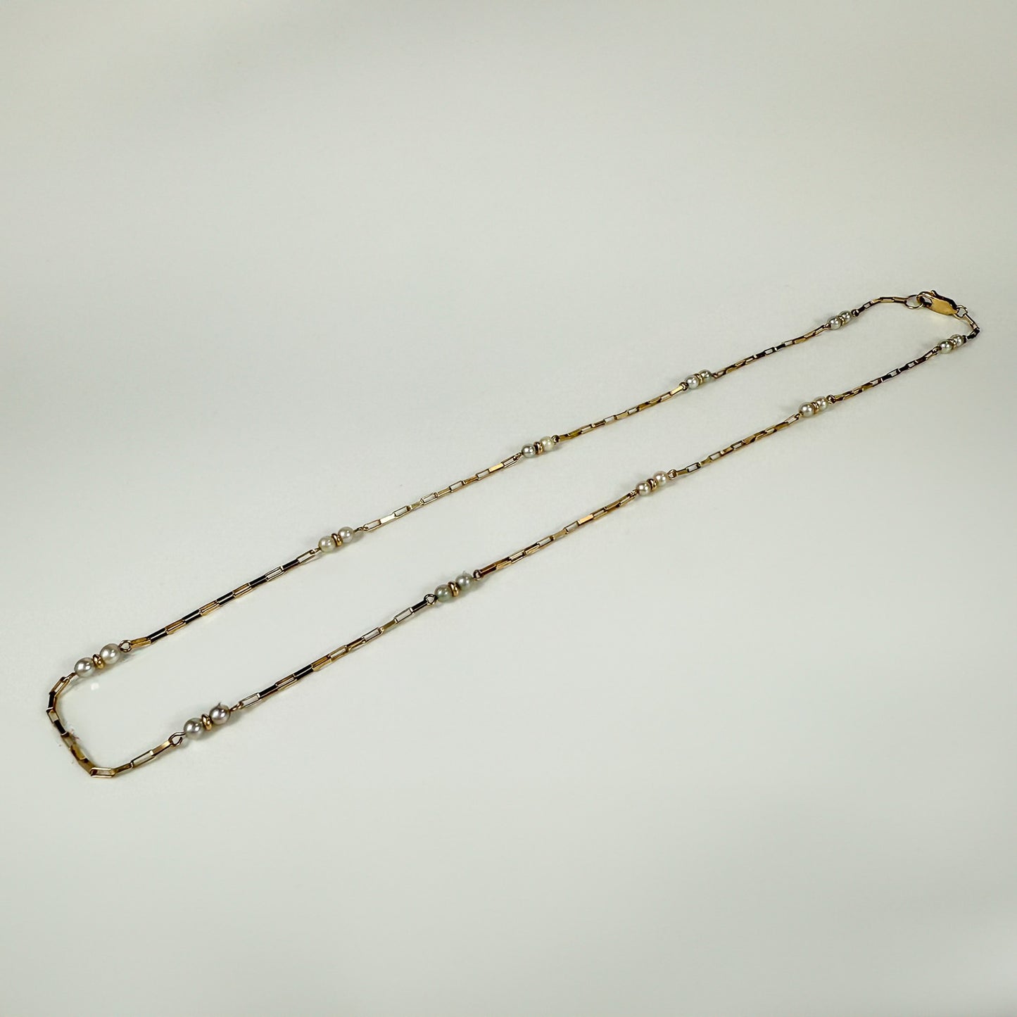 9ct Yellow Gold and Pearl 18 inch Necklace