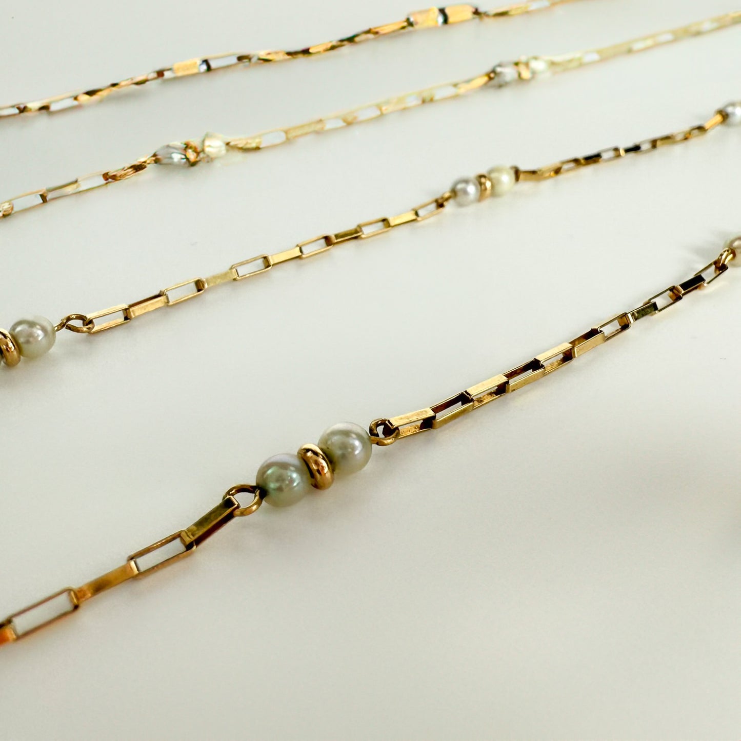 9ct Yellow Gold and Pearl 18 inch Necklace