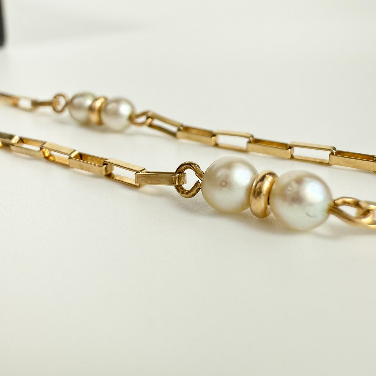 9ct Yellow Gold and Pearl 18 inch Necklace