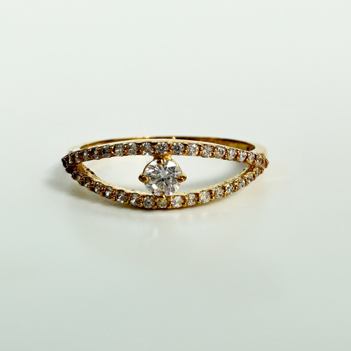 9ct Yellow Gold Cubic Zirconia Open Marquise Ring