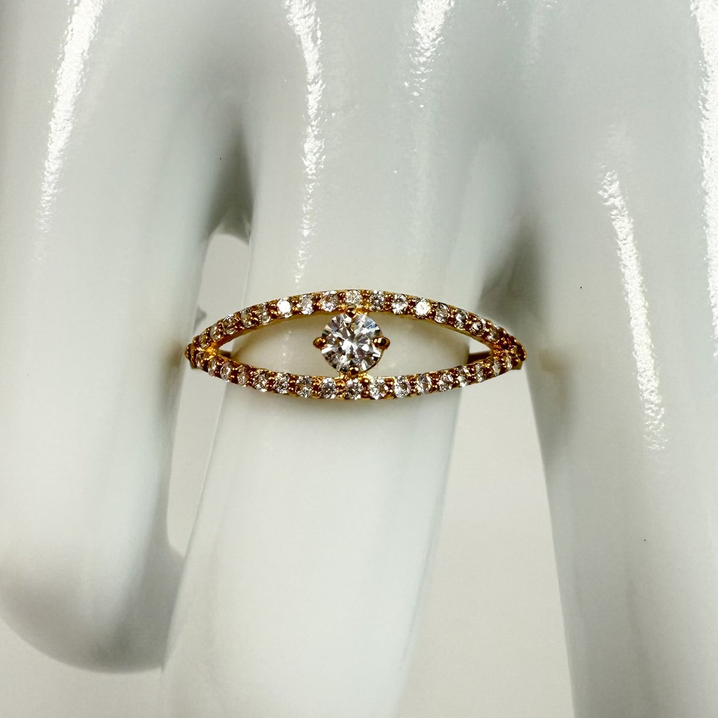 9ct Yellow Gold Cubic Zirconia Open Marquise Ring