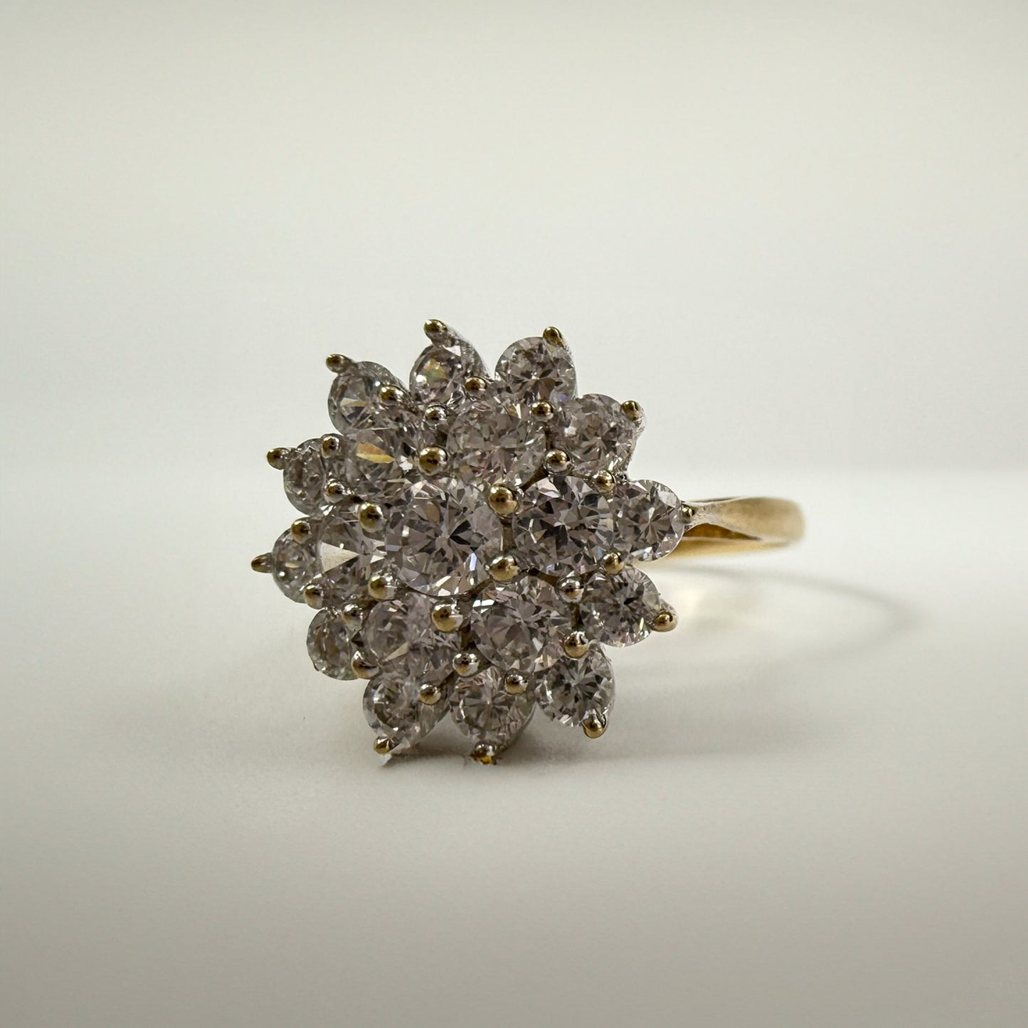 9ct Yellow Gold Large Cubic Zirconia Cluster Ring