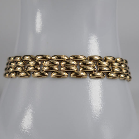 9ct Yellow Gold Triple Row Flat Link Bracelet