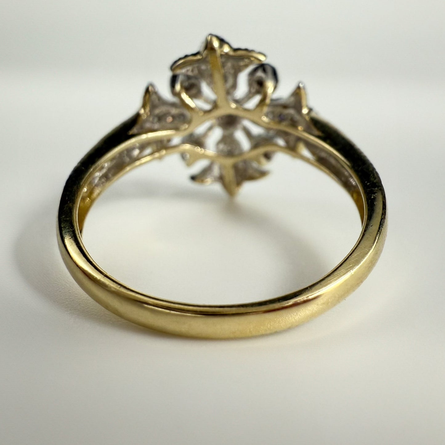 9ct Yellow Gold Cubic Zirconia Dress Ring - Floral Setting