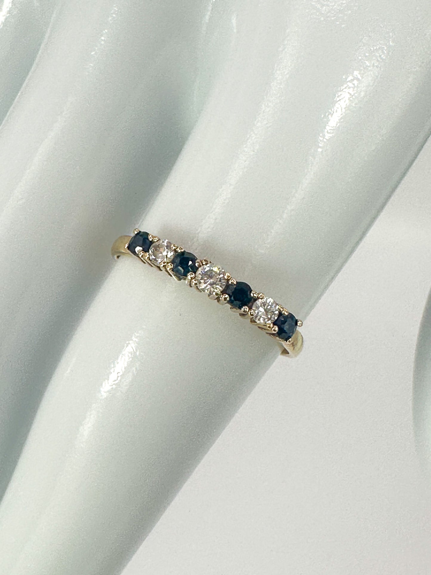 9ct Yellow Gold Sapphire and Cubic Zirconia Eternity Ring