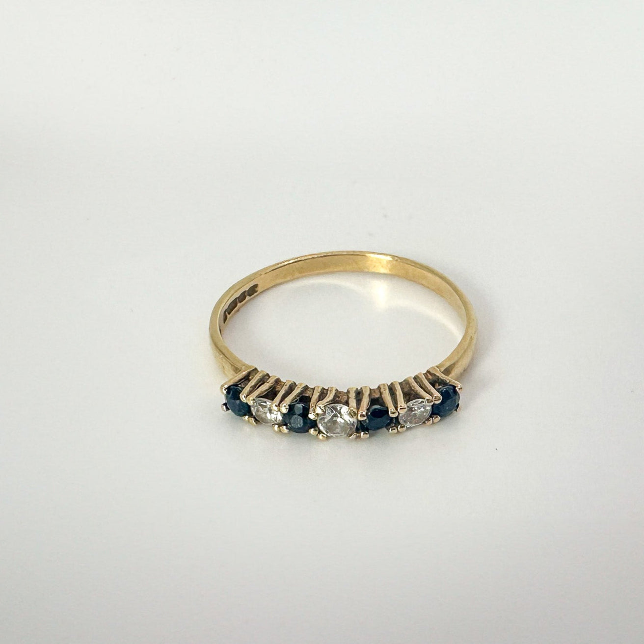 9ct Yellow Gold Sapphire and Cubic Zirconia Eternity Ring