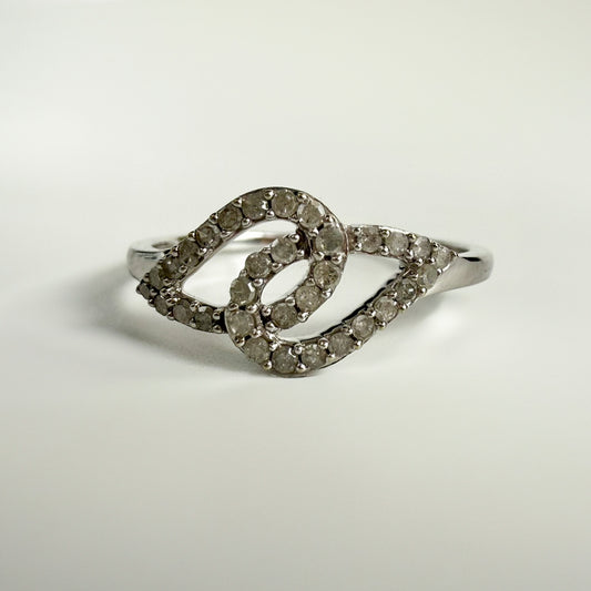 9ct White Gold Diamond Knot Ring