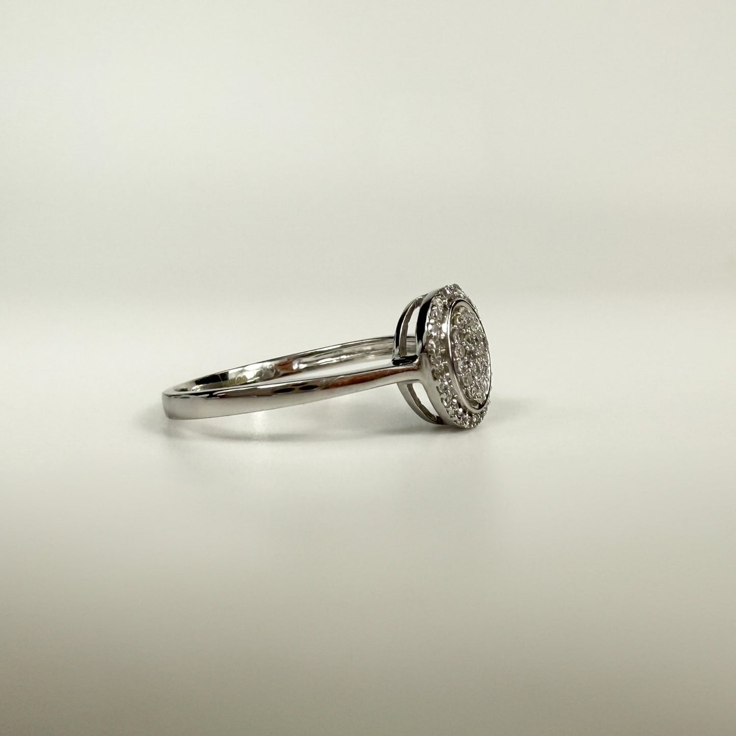 9ct White Gold Oval Diamond Cluster Halo Ring