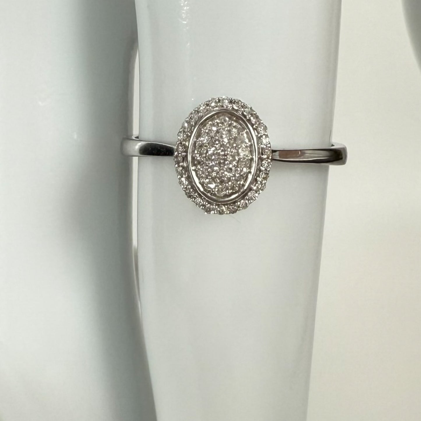 9ct White Gold Oval Diamond Cluster Halo Ring