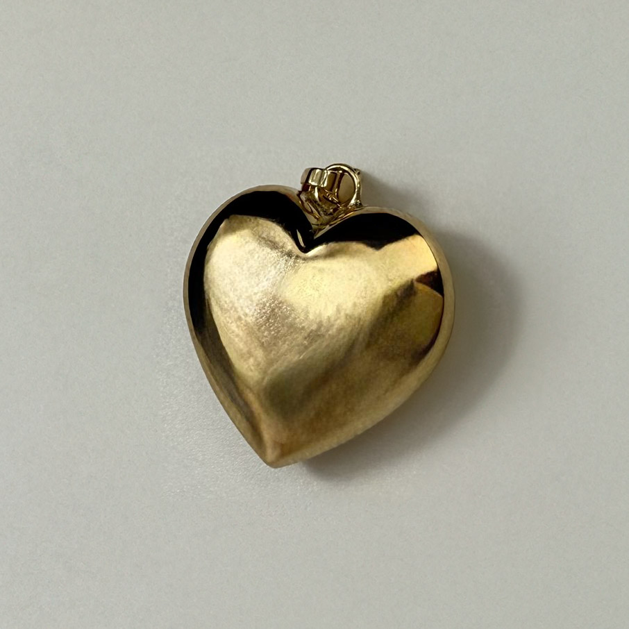 9ct Yellow Gold Textured Heart Charm Pendant
