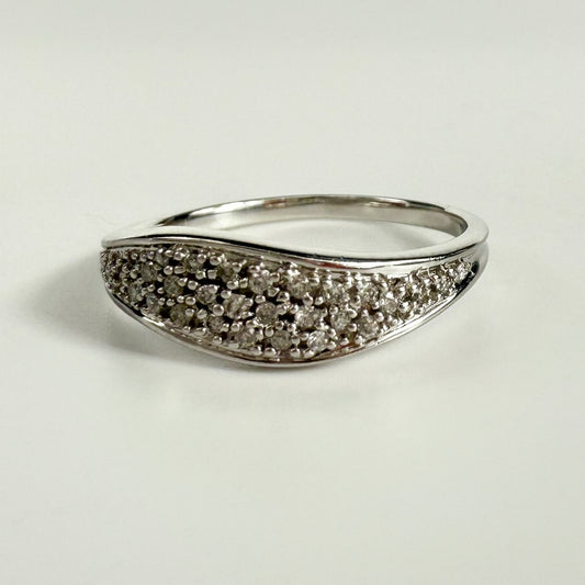 9ct White Gold Asymmetric Diamond Cluster Ring