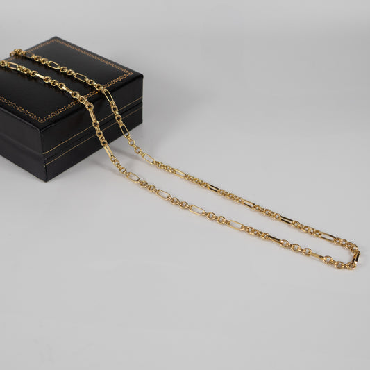 9ct Yellow Gold Figaro & Bar Link Chain – 23 Inches