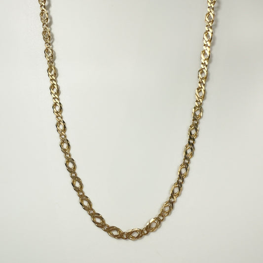 9ct Yellow Gold Twisted Marquise Link Chain 18inches