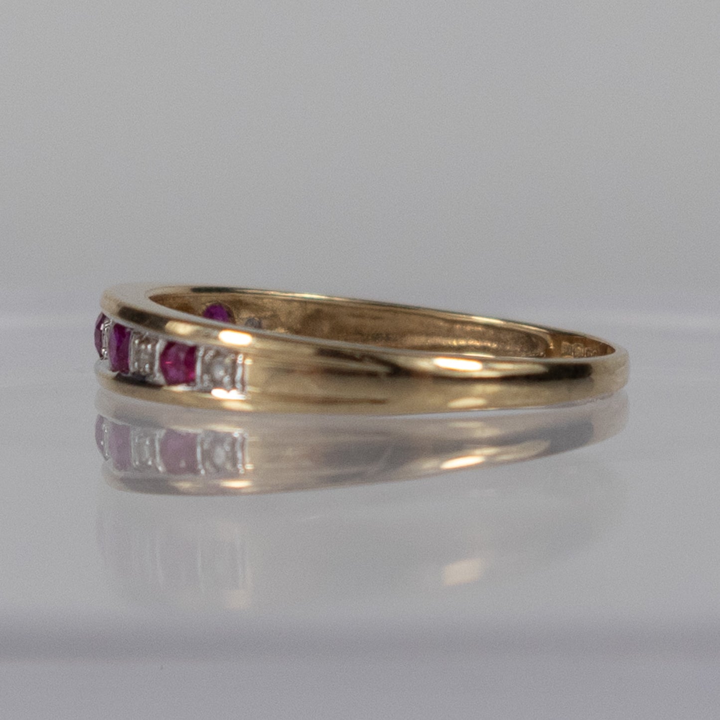 9ct Yellow Gold Ruby & Diamond Half Eternity Ring