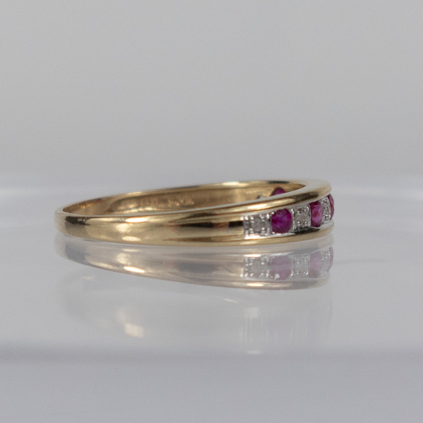 9ct Yellow Gold Ruby & Diamond Half Eternity Ring