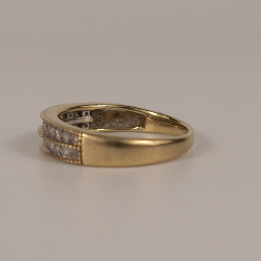 9ct Yellow Gold Double Row Diamond Ring