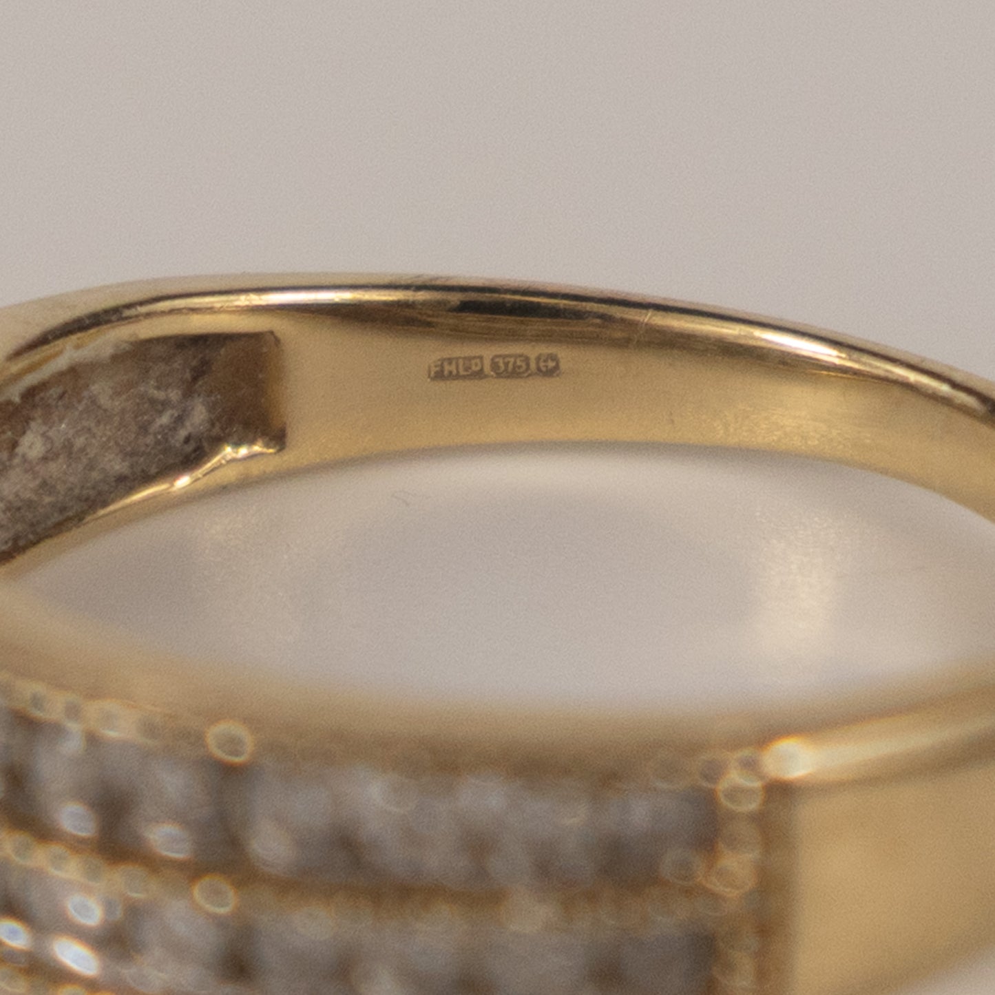 9ct Yellow Gold Double Row Diamond Ring