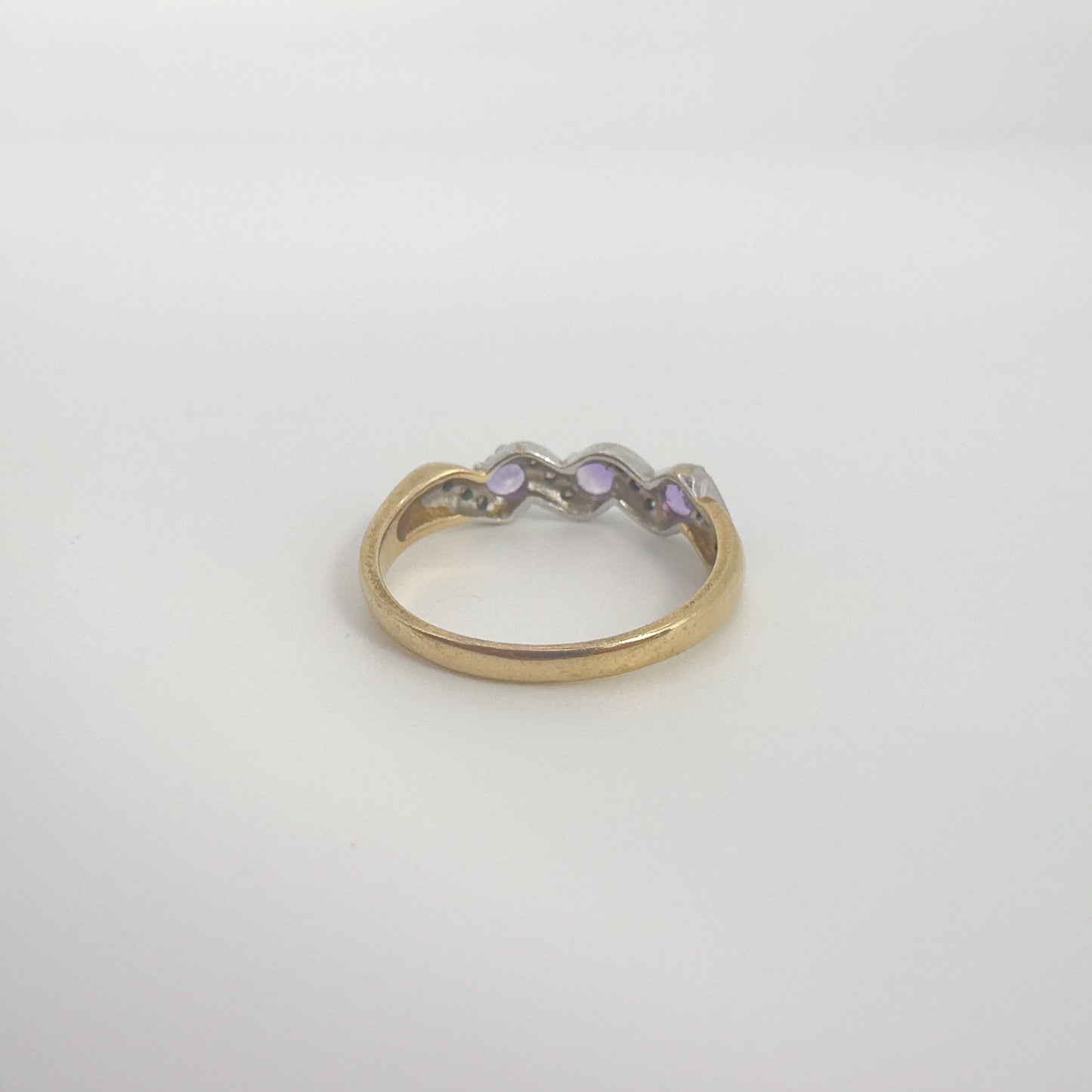 9ct Yellow Gold Amethyst and Diamond Ring